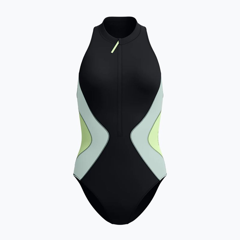Women's one-piece swimsuit Speedo Ocean Flex Zip black/pale clover 6