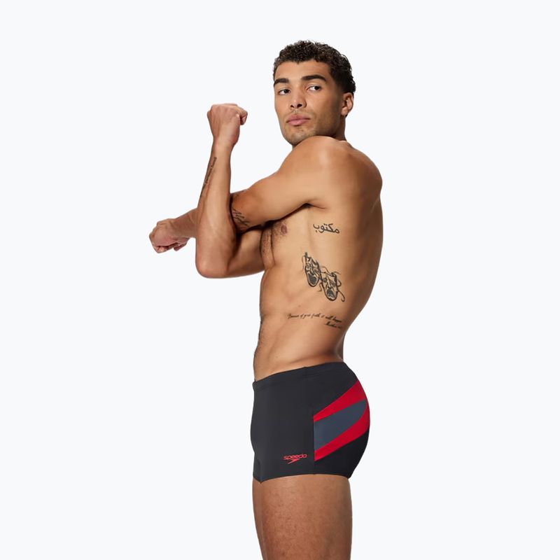 Men's swim boxers Speedo Hyperboom Aquashort anthracite/high risk red 3