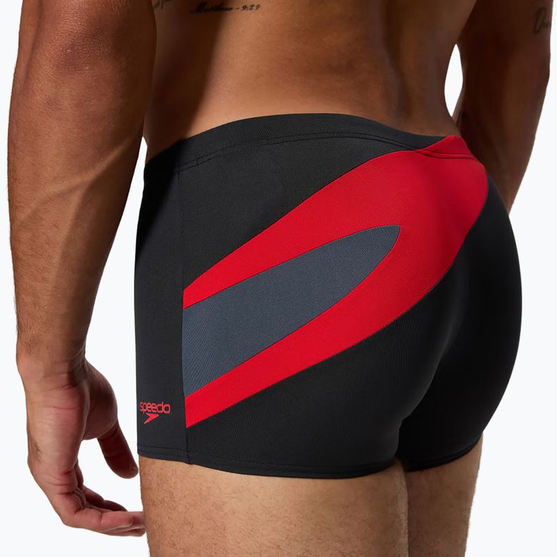 Men's swim boxers Speedo Hyperboom Aquashort anthracite/high risk red 5