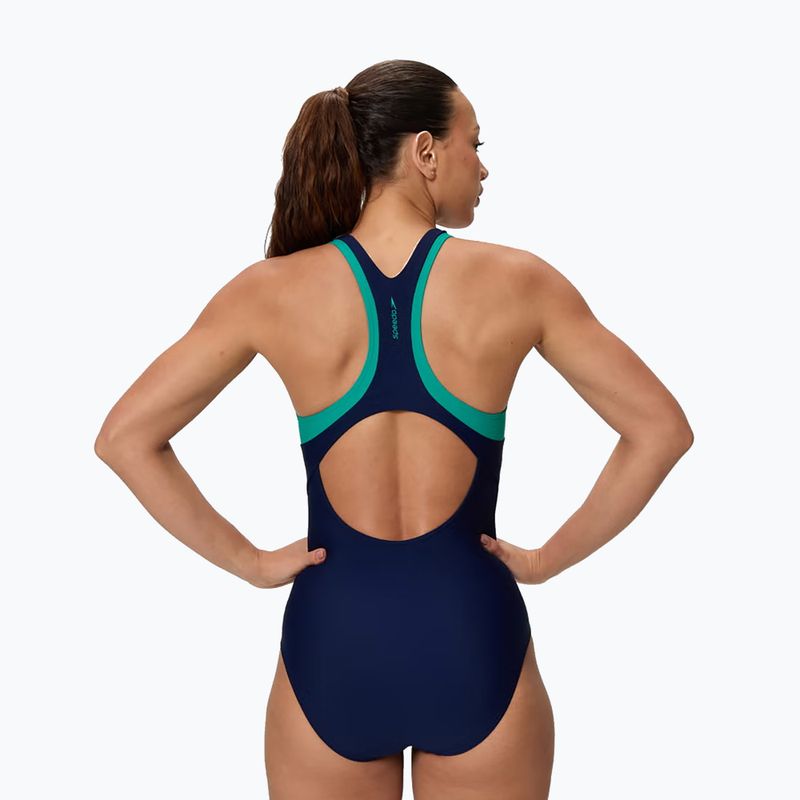 Women's one-piece swimsuit Speedo Colorblock Racerback peacoat/peacock teal 2