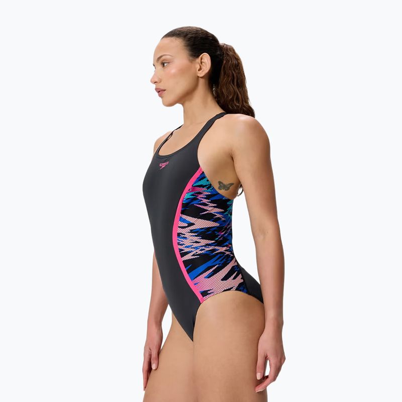 Women's one-piece swimsuit Speedo Hyperboom Splice Muscleback anthracite/margarita pink 3
