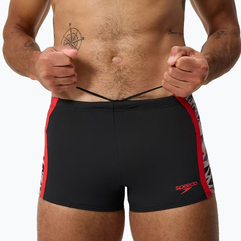 Swim boxers Speedo Hyperboom Splice Aquashort anthracite/high risk red 4