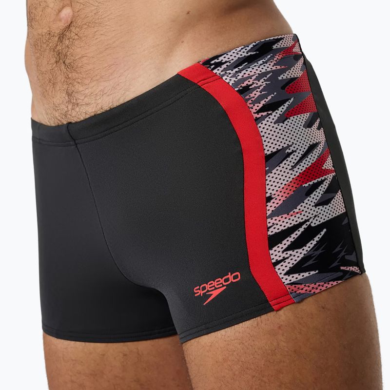 Swim boxers Speedo Hyperboom Splice Aquashort anthracite/high risk red 5
