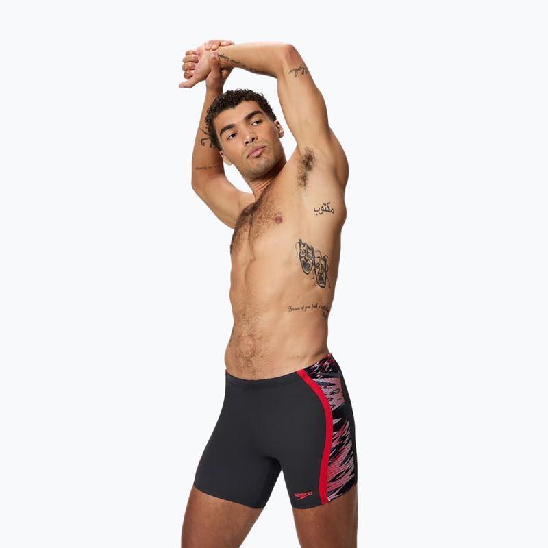 Men's swim jammers Speedo Hyper Boom Splice Mid anthracite/high risk red 3