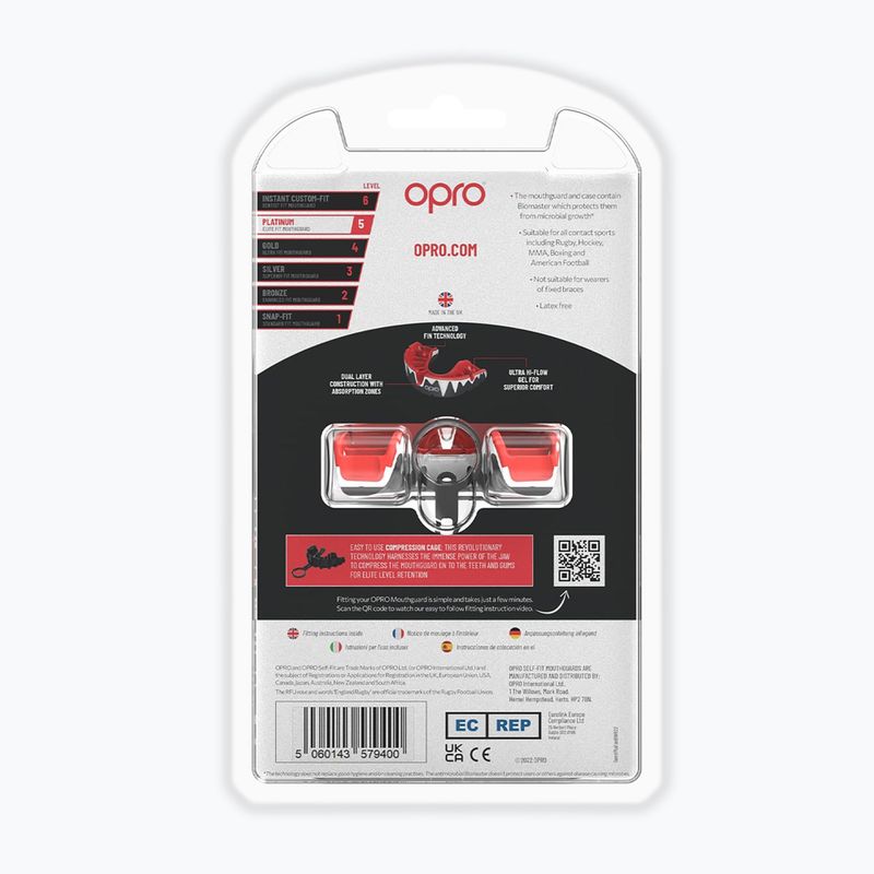 Mouthguard Opro Platinum black/white/red 3