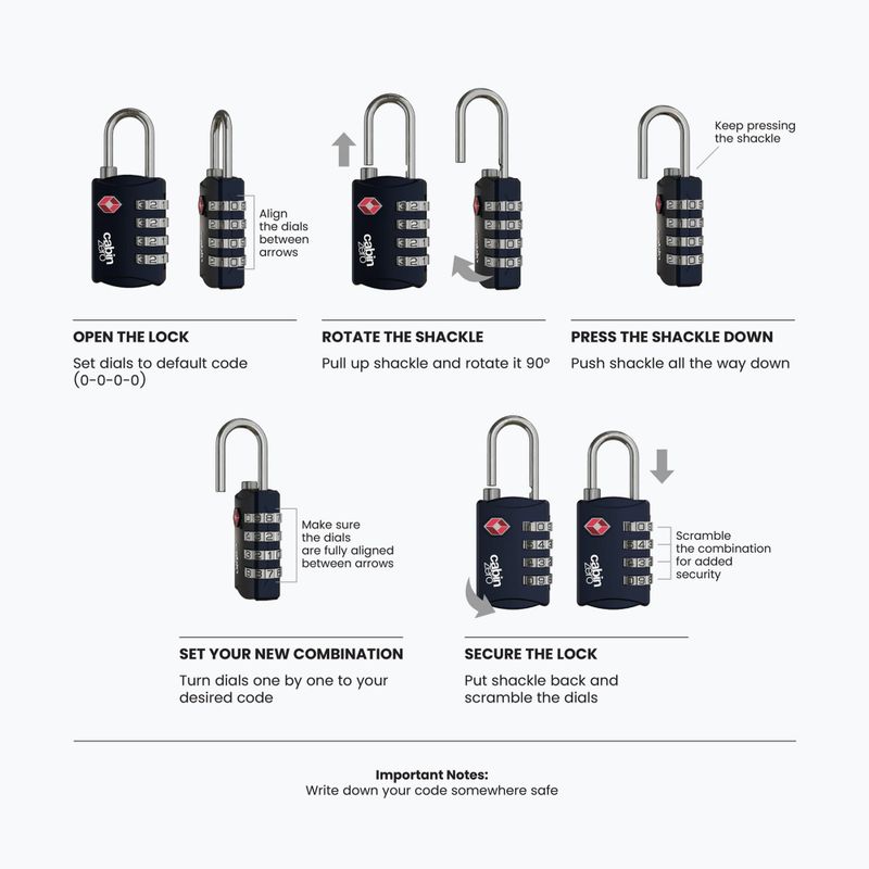 Padlock CabinZero Travel TSA Lock absolute black 2