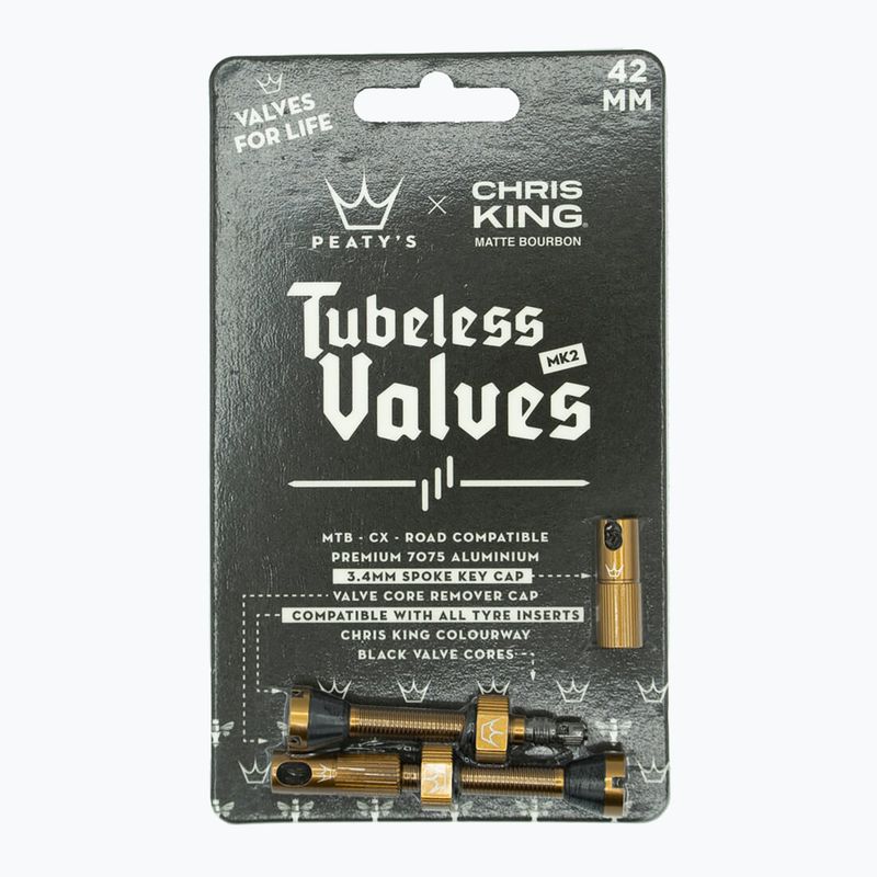Peaty's X Chris King MK2 Presta Tubeless Valves Set 42 mm bourbon 2