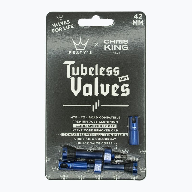 Peaty's X Chris King MK2 Presta Tubeless Valves Set 42 mm navy 2