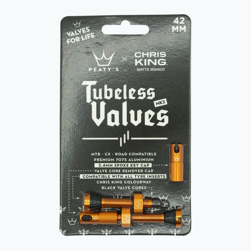 Peaty's X Chris King MK2 Presta Tubeless Valves Set 42 mm mango 2