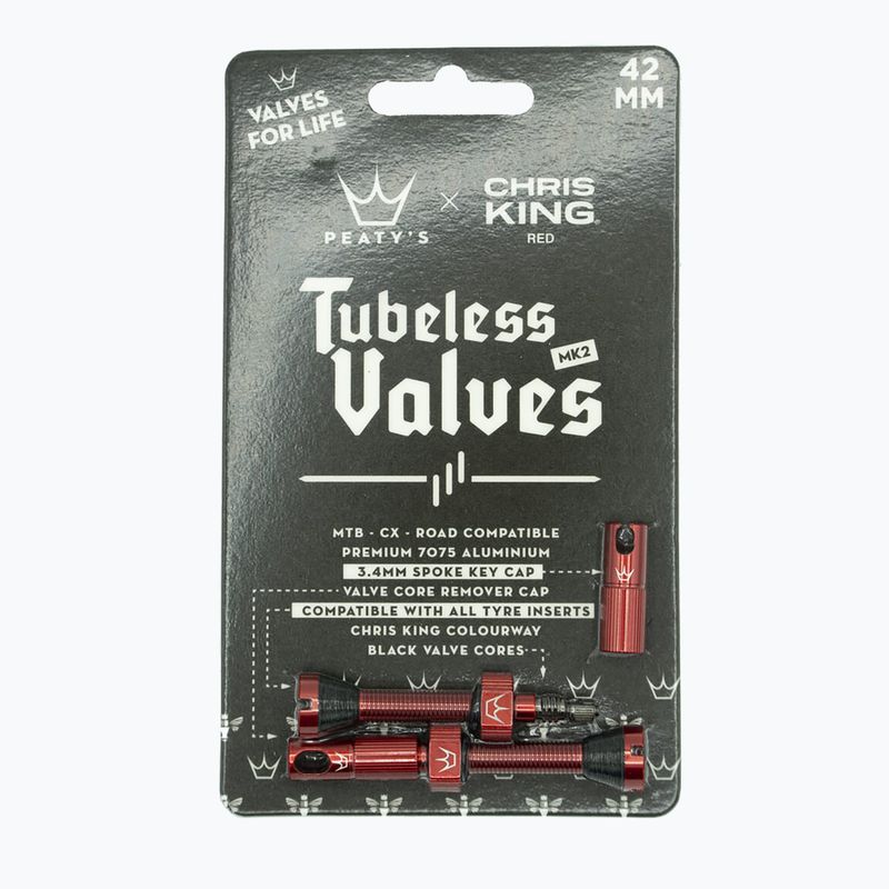 Peaty's X Chris King Mk2 Tubeless Valves presta valve set PTV2-42-RED-12 red 83776 2