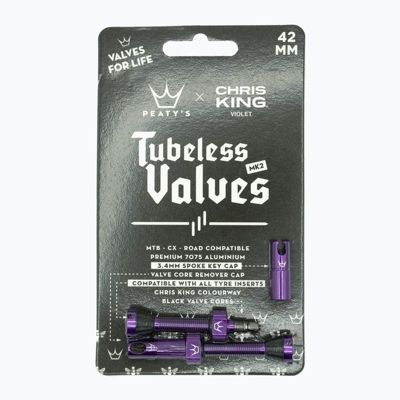 Peaty's X Chris King MK2 Presta Tubeless Valves Set 42 mm violet 2