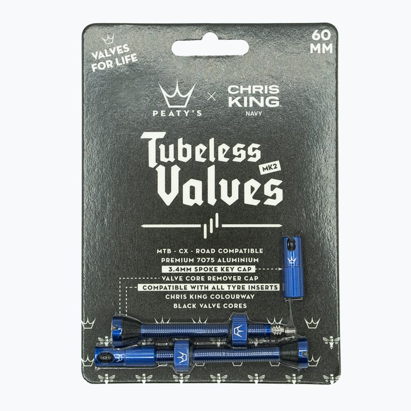 Peaty's X Chris King MK2 Presta Tubeless Valves Set 60 mm navy 2