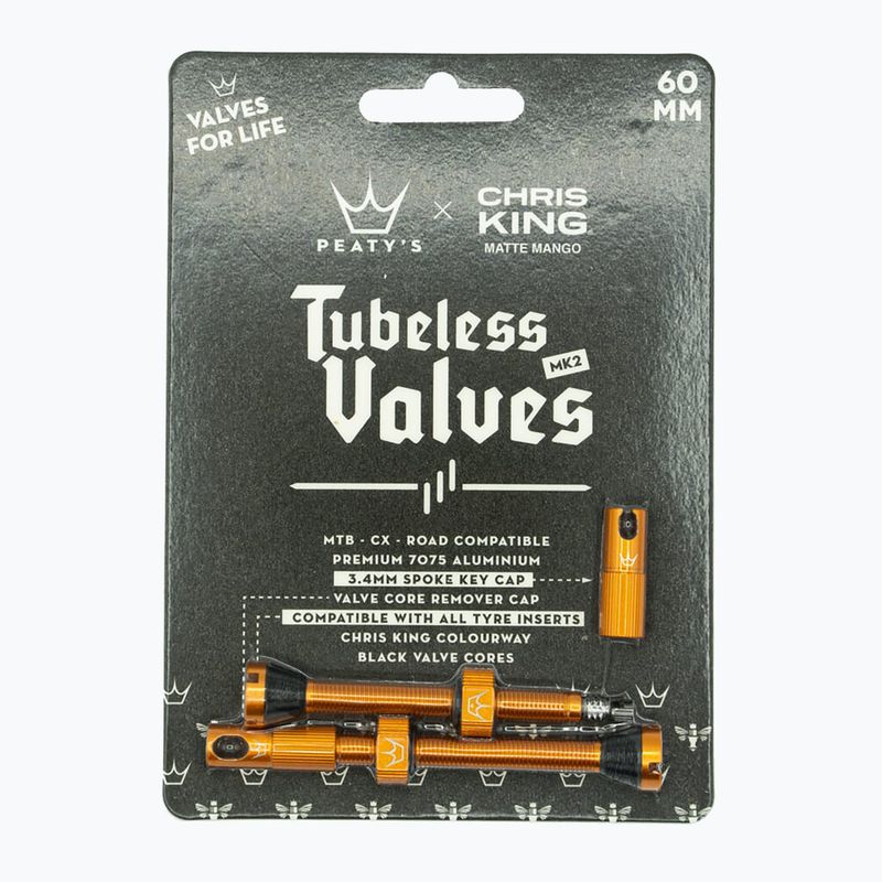 Peaty's X Chris King MK2 Tubeless Valves 60 mm mango presta valve set 2