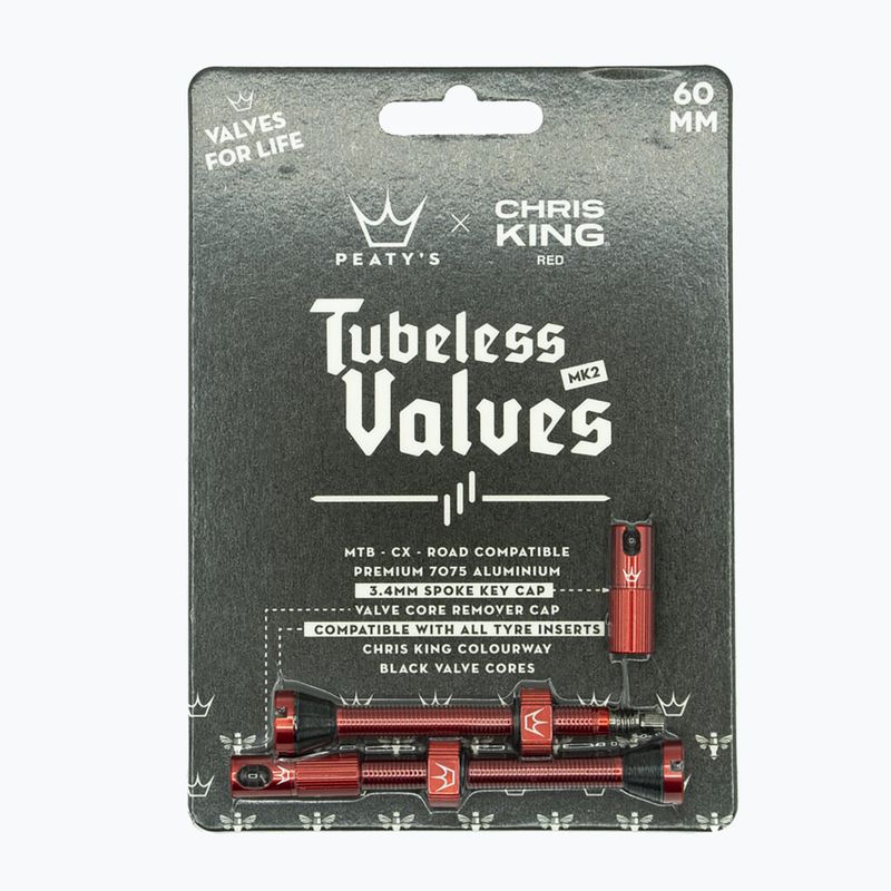 Peaty'sX Chris King Mk2 Tubeless Valves presta valve set PTV2-60-RED-12 red 83790 2