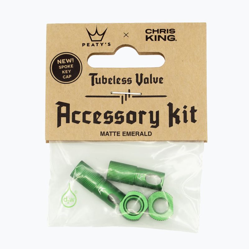 Peaty's X Chris King Mk2 Tubeless Valves Accessory Kit bicycle tyre valve cap green 83800