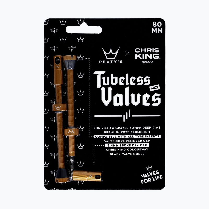 Valve set presta Peaty's X Chris King MK2 Tubeless Valves 80 mm mango 2