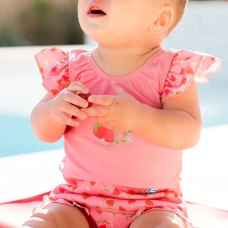 Children's one-piece swimsuit with nappy Splash About Happy Nappy Frills strawberry field 4