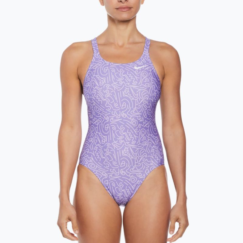 Women's one-piece swimsuit Nike Hydrastrong Multi Print Fastback space purple 4