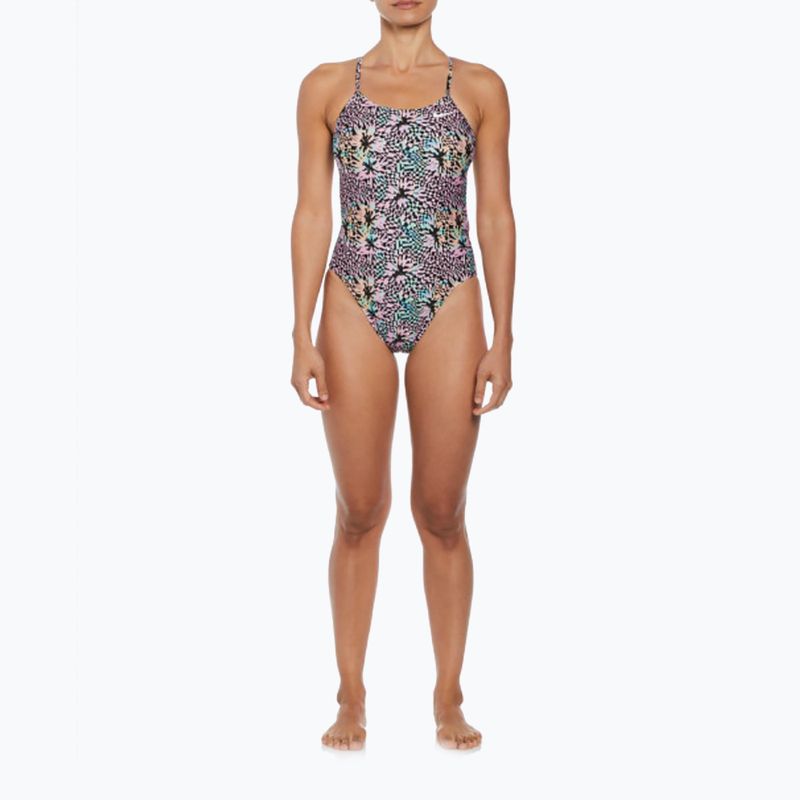 Women's one-piece swimsuit Nike Hydrastrong Multi Print pink bloom 7