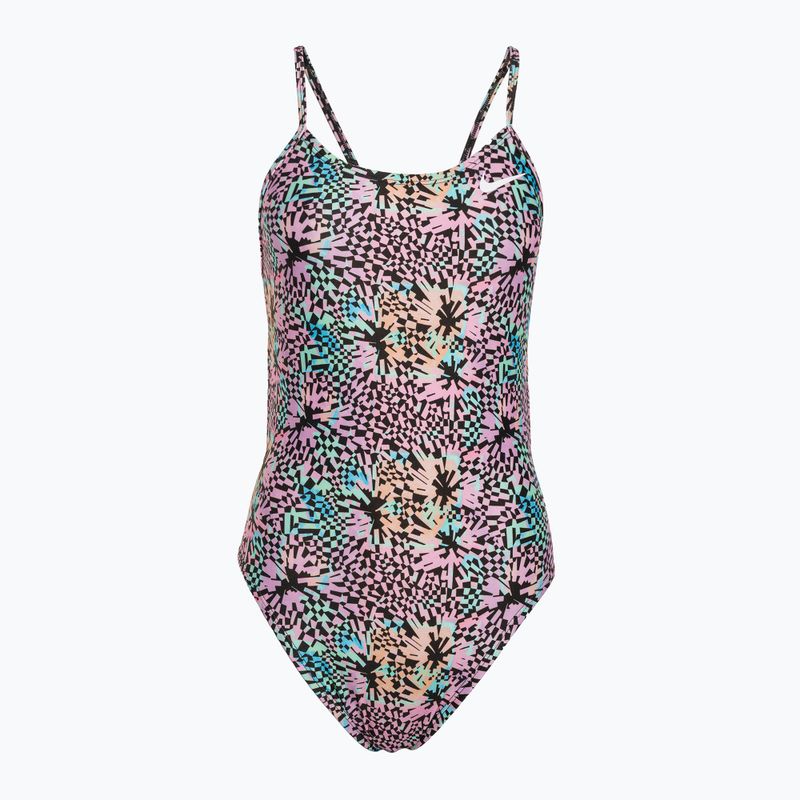 Women's one-piece swimsuit Nike Hydrastrong Multi Print pink bloom