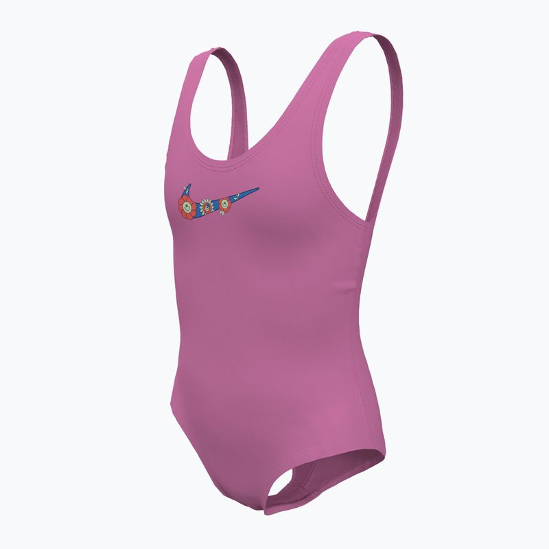 Children's Nike Multi Logo U-Back one-piece swimsuit playful pink 5