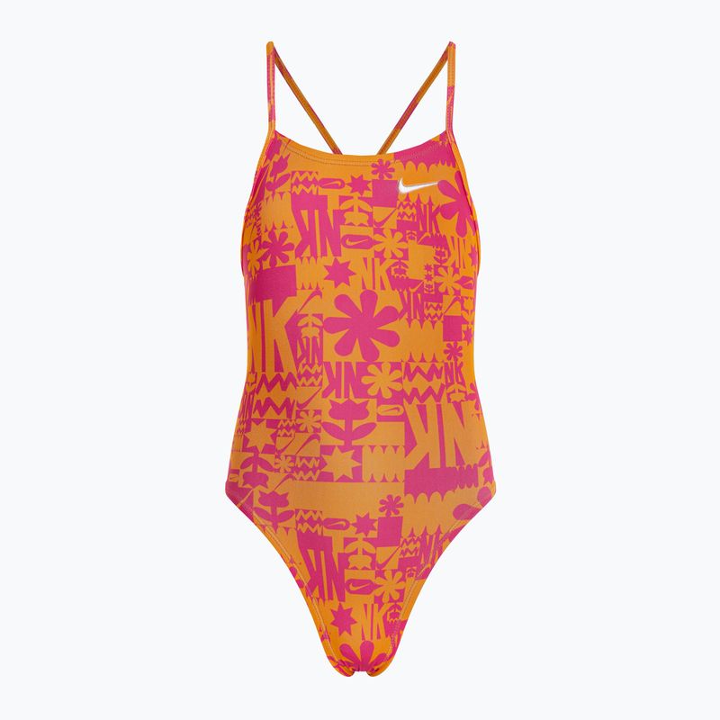 Nike Hydrastrong Lace Up Back total orange children's one-piece swimsuit