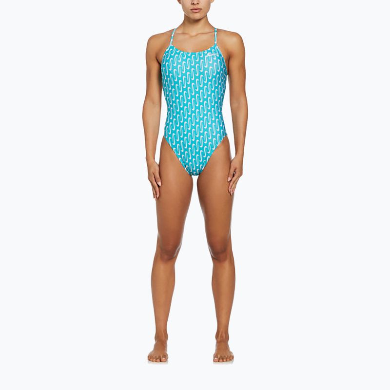 Women's one-piece swimsuit Nike Hydrastrong Multi Print Cutout blue 2