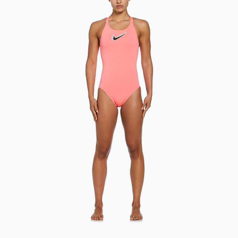 Women's one-piece swimsuit Nike Hydrastrong 3D Swoosh Fastback hot punch 2