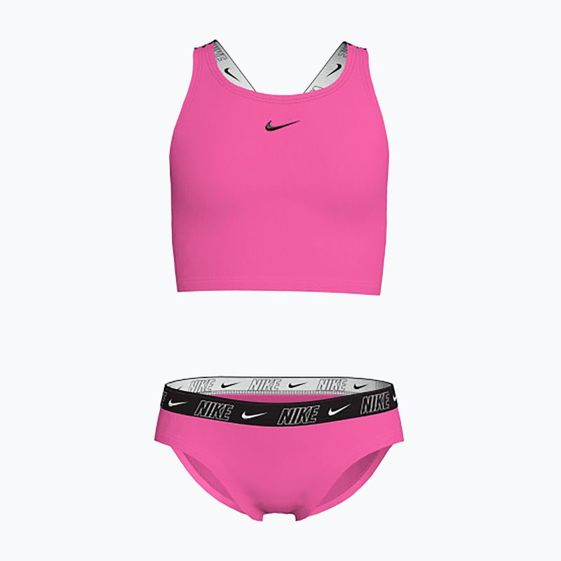 Children's two-piece swimsuit Nike Logo Tape Crossback Midkini hyper pink