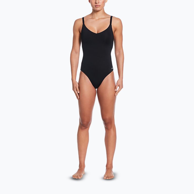 Women's one-piece swimsuit Nike Essential V-Neck black 2