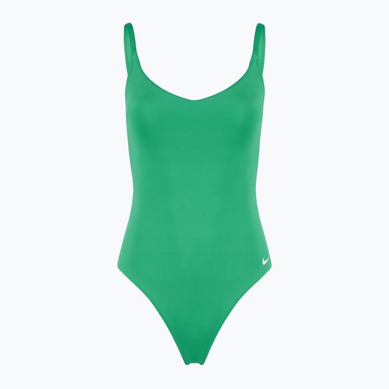 Women's one-piece swimsuit Nike Essential V-Neck stadium green