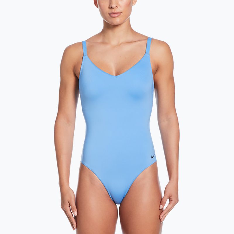 Women's one-piece swimsuit Nike Essential V-Neck university blue