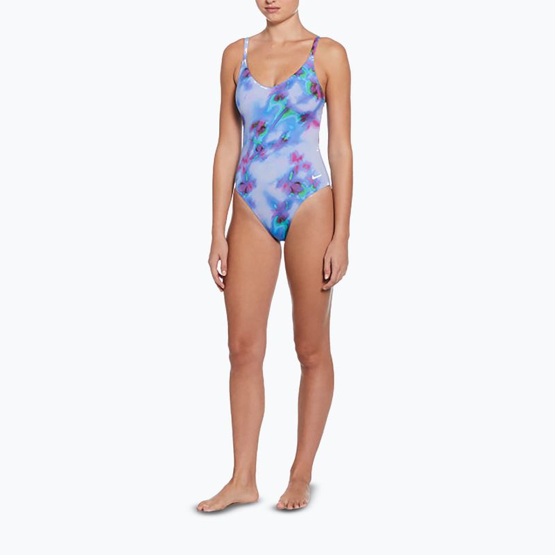 Nike Floral Blur V-Neck women's one-piece swimsuit hydrangeas 2