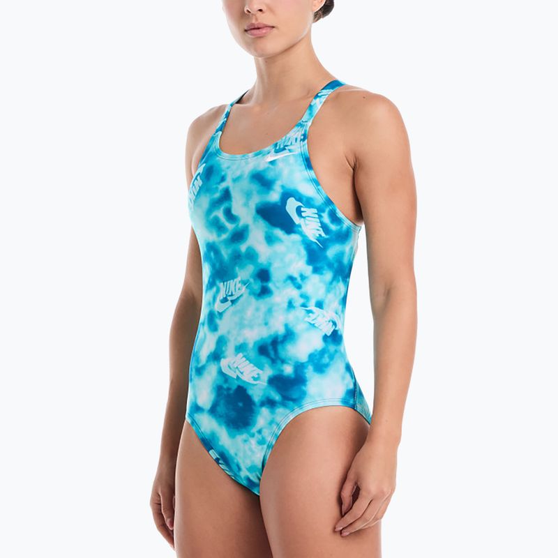 Women's one-piece swimsuit Nike Hydrastrong Fastback bleached turquoise