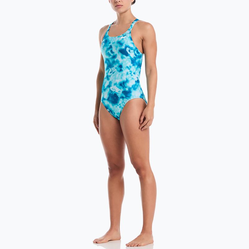 Women's one-piece swimsuit Nike Hydrastrong Fastback bleached turquoise 2