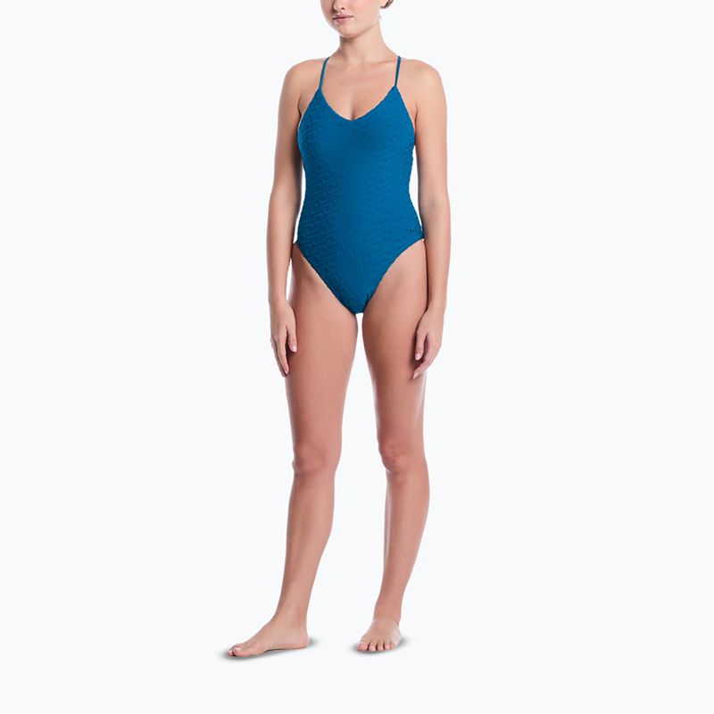 Women's one-piece swimsuit Nike Swoosh Link Y-Back green abyss 2