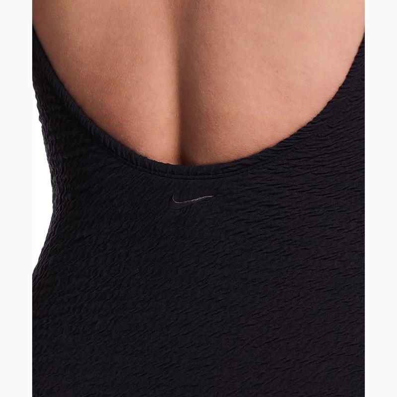 Women's one-piece swimsuit Nike Shoreline Pucker Scoop Neck black 4