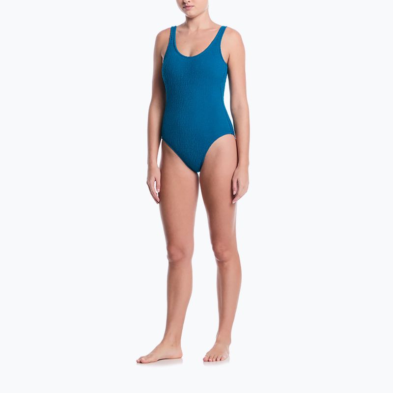 Women's one-piece swimsuit Nike Shoreline Pucker Scoop Neck black 2