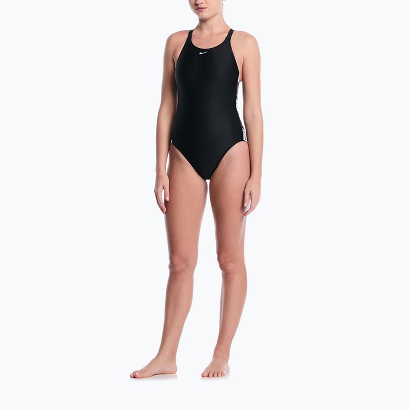 Women's one-piece swimsuit Nike Logo Tape Fastback black 2