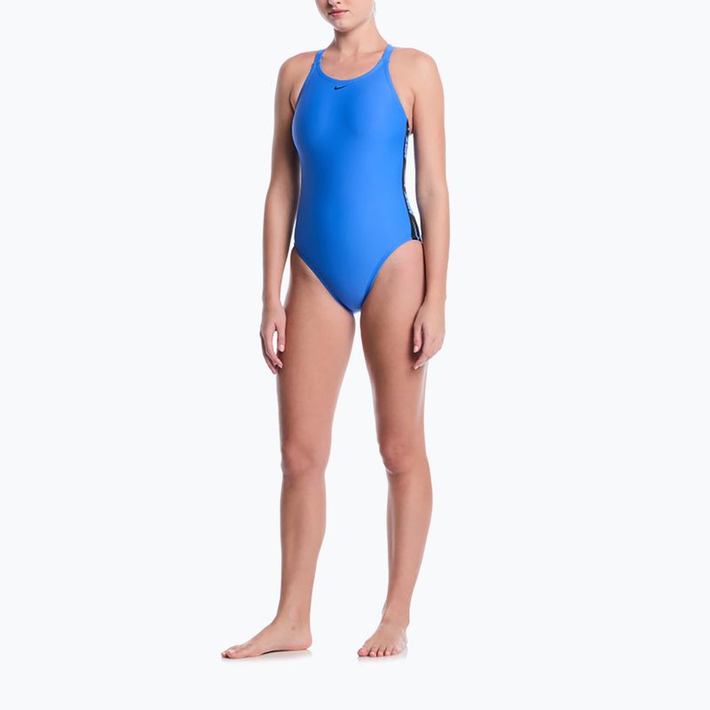 Women's one-piece swimsuit Nike Logo Tape Fastback blue crystal 2