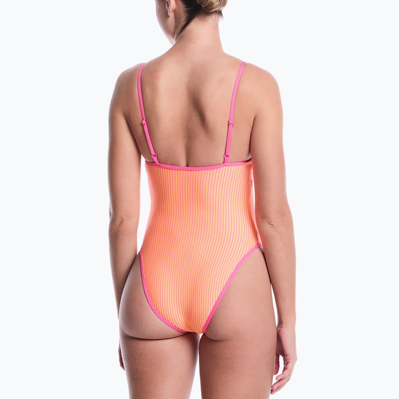 Women's one-piece swimsuit Nike Ocean Bound Ripple Texture Square Neck pink glow 3