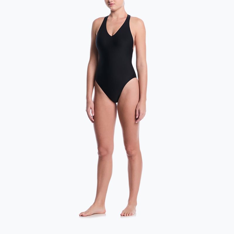 Women's one-piece swimsuit Nike Hydralock Luxe Sail Boat V-Neck black 2