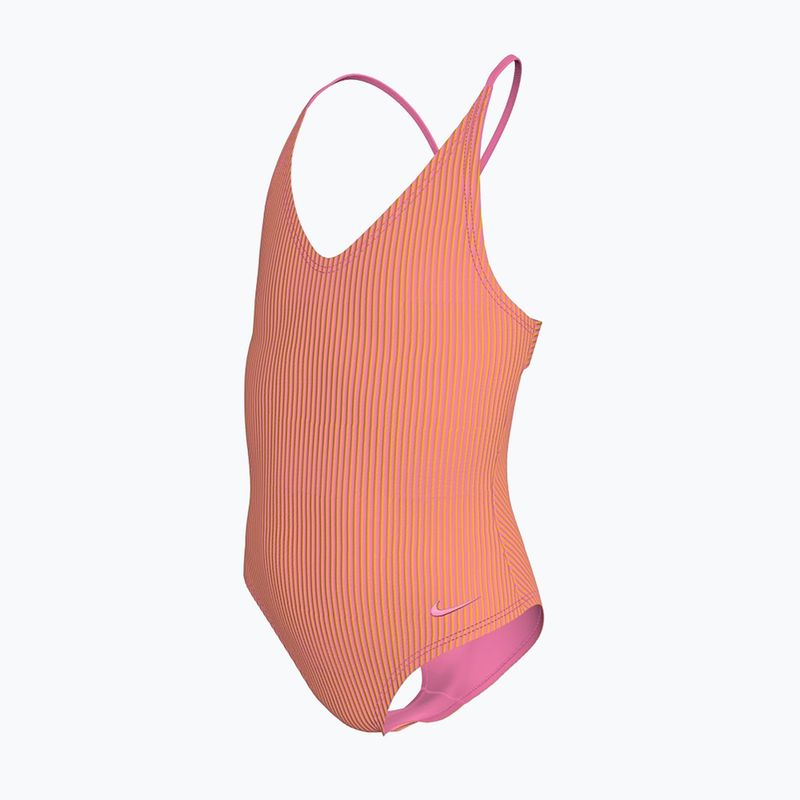 Children's one-piece swimsuit Nike Ocean Bound Ripple Texture Lace Up pink glow 2