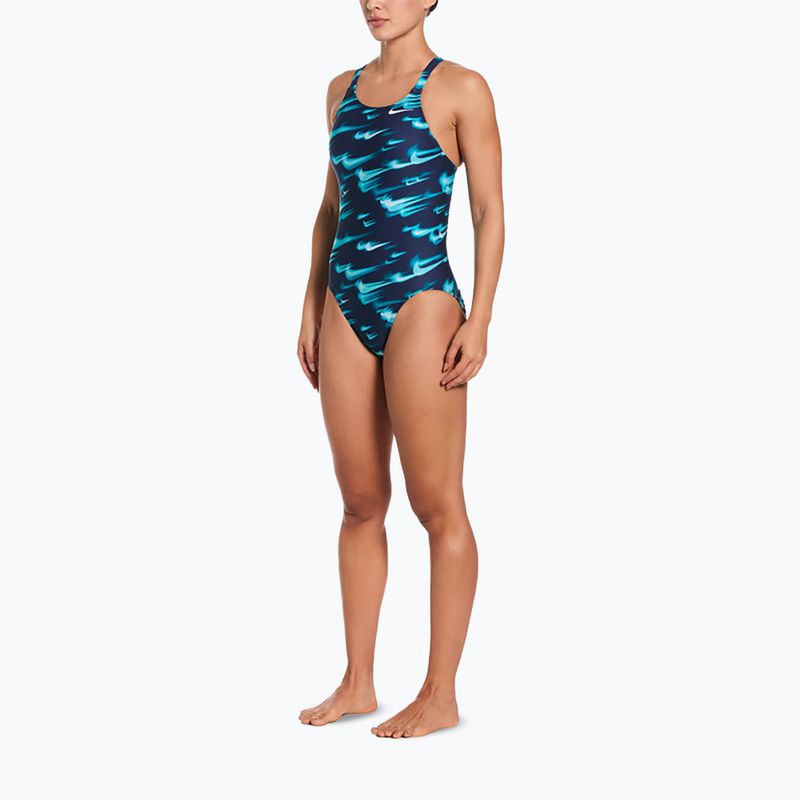 Ladies' one-piece swimsuit Nike Hydrastrong Multi Pr green abyss 2