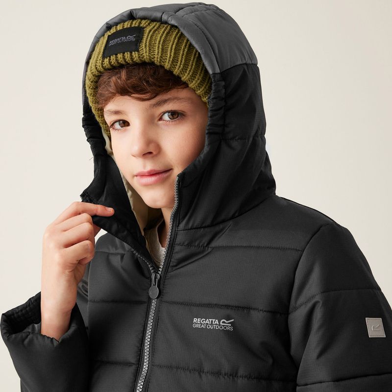 Children's down jacket REGATTA LoftHouse VIII black/sealgr 4