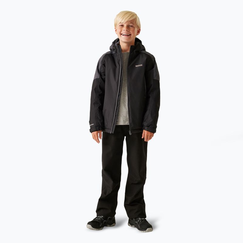 Children's rain jacket REGATTA Hurdle V black/sealgr 2