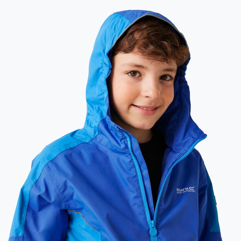 Children's REGATTA Hurdle V olympian blue/hydro blue rain jacket 4