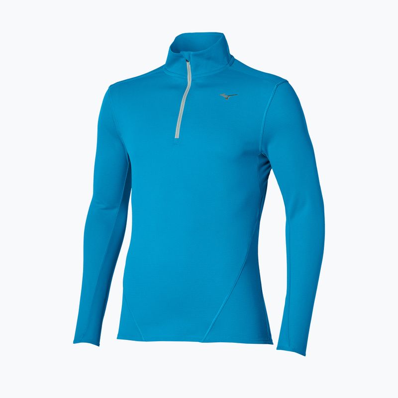 Men's running longsleeve Mizuno Tech Thermal Charge Breath Thermo Half Zip Long Sleeve Tee blue jewel