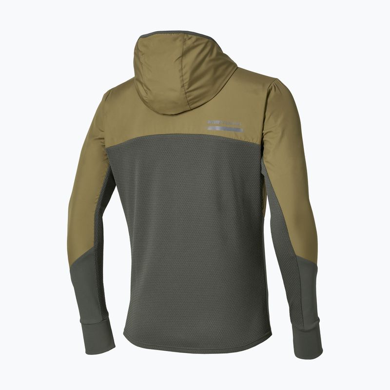 Men's running jacket Mizuno Active Warmalite Hybrid Full Zip Hooded Long Sleeve Top forest night 2