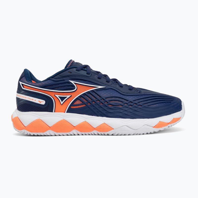 Men's tennis shoes Mizuno Wave Enforce Tour 2 CC beacon blue/white/lava orange 2